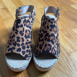 Animal print wedge heel sandals